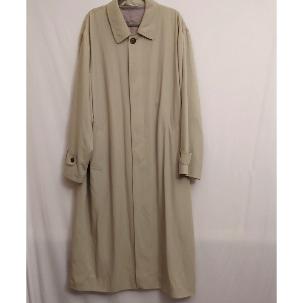 Rene Lezard Tan Oversize Long Vintage Trench Coat Pockets 42R